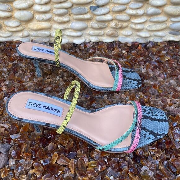 Steve Madden Loft Slide Sandals Multi Snake Print. Size 8. EUC! Animal Print - Picture 8 of 11